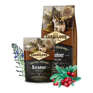 CARNILOVE DOG REINDEER bezgraudu sausā barība suņiem Briedis 12kg